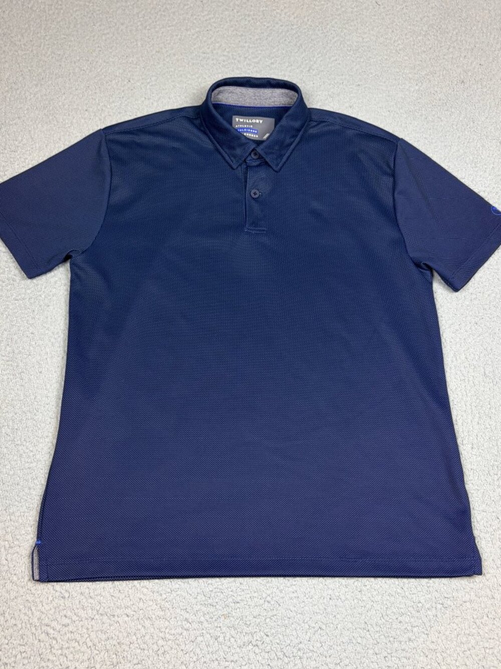 Twillory Polo Shirt Mens Size Medium Blue Buttons Casual Athletic Polyester